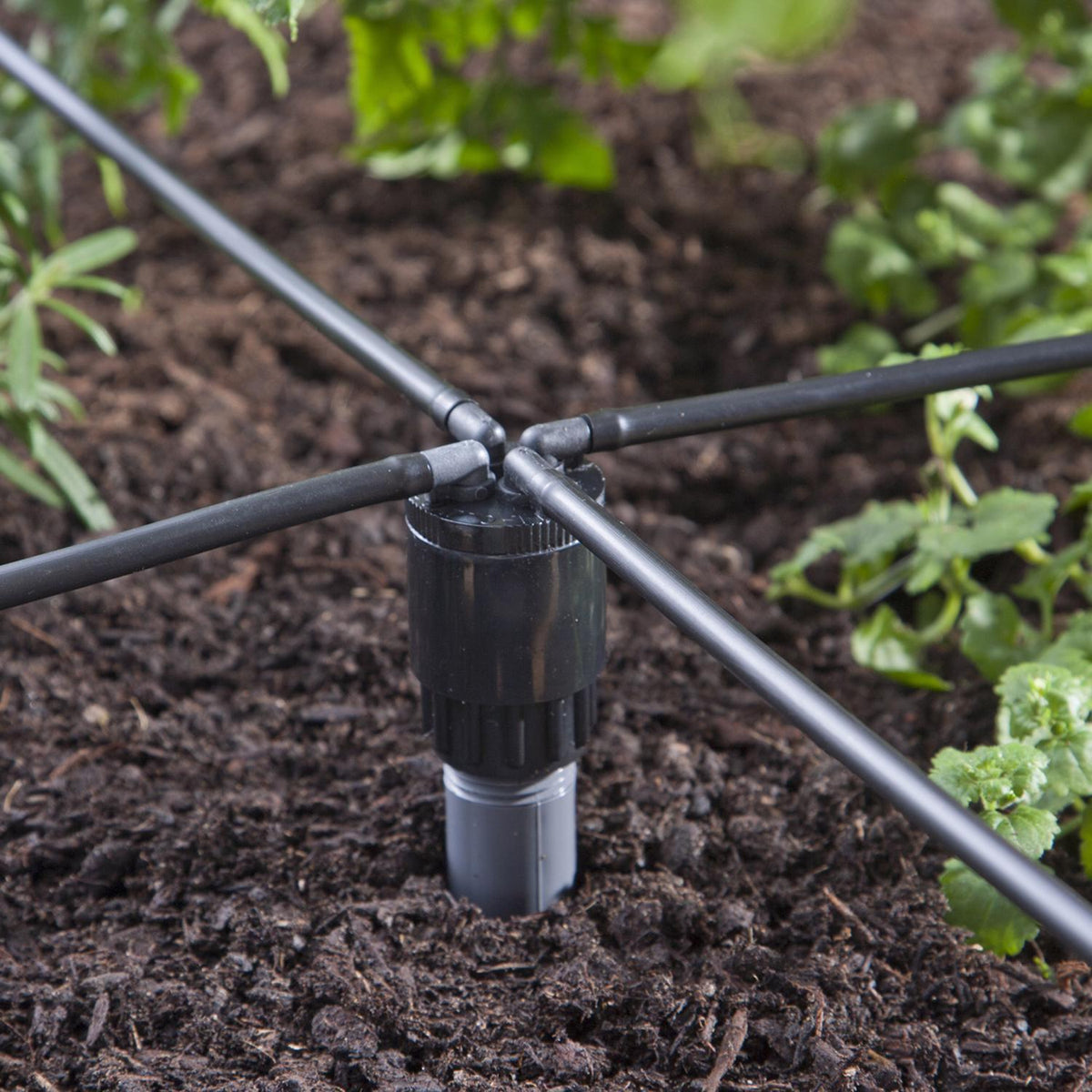 Raindrip Spot Drip Irrigation Bubbler 6 GPH, Cuatro-Flo 4-Outlet, 1/2 in. FPT