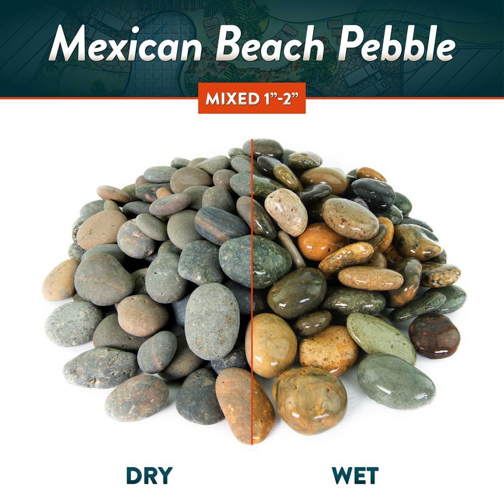 Southwest Boulder & Stone 0.25 cu. ft. 3 in. to 5 in. Mixed Mexican Beach Pebble Smooth Round Rock for Gardens, Landscapes, and Ponds - Super Arbor
