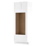 Cambridge Shaker Ready-to-Assemble 33x90x24.5 in. Double Oven Cabinet w/ 2 Soft Close Doors & 1 Soft Close Door in White