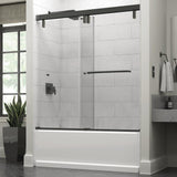 Simplicity 60 x 59-1/4 in. Frameless Mod Soft-Close Sliding Bathtub Door in Nickel with 3/8 in. (10mm) Clear Glass - Super Arbor
