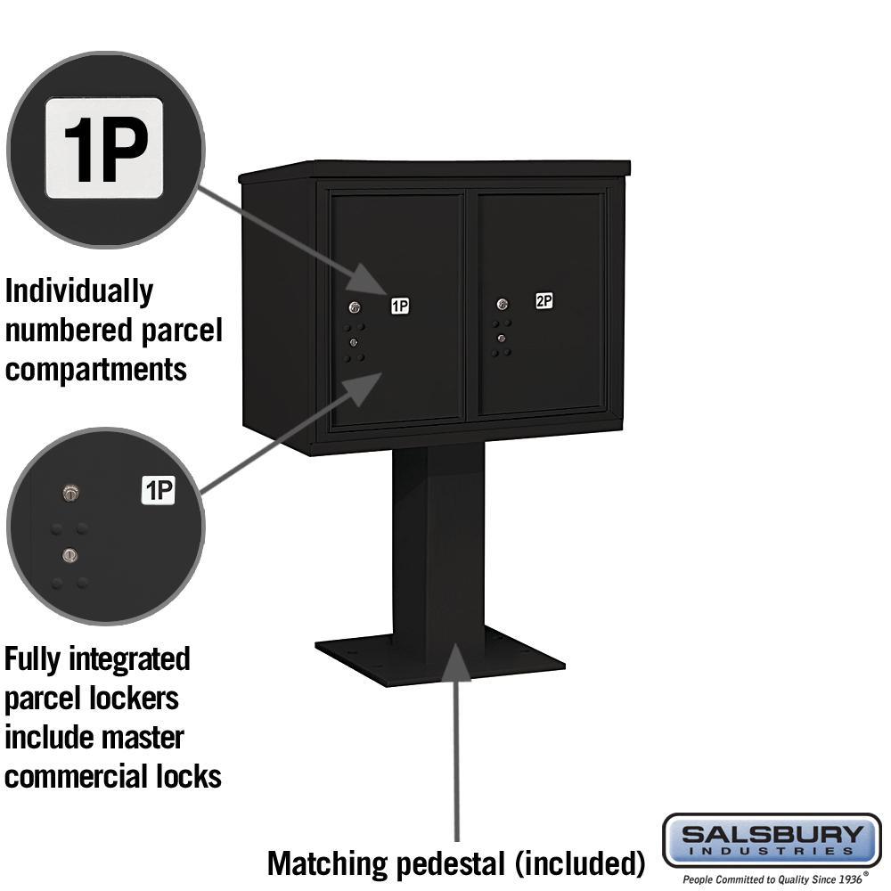 3400 Horizontal Series 2-Parcel Locker Pedestal Mount Mailbox - Super Arbor