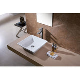 LUXIER Flat Square Bathroom Ceramic Vessel Sink Art Basin in White