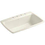 Cape Dory Drop-In Cast-Iron 33 in. 4-Hole Single Basin Kitchen Sink in Black