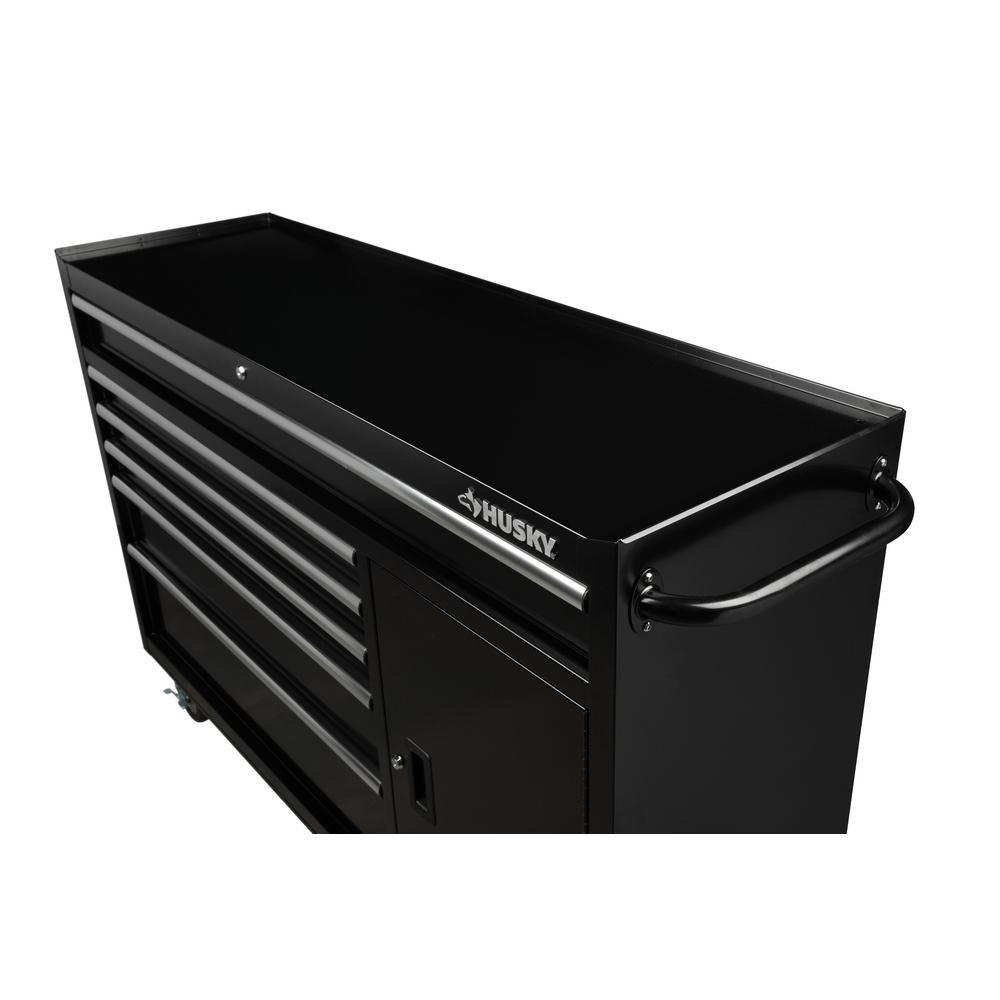 61 in. W x 18 in. D x 6-Drawer Tool Chest Rolling Cabinet in Black