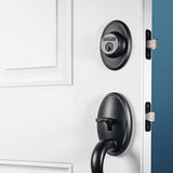 Wakefield Aged Bronze Single Cylinder Deadbolt with Siena Knob Door Handleset - Super Arbor