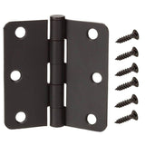 3-1/2 in. x 1/4 in. Radius Oil-Rubbed Bronze Door Hinge Value Pack (12-Pack)