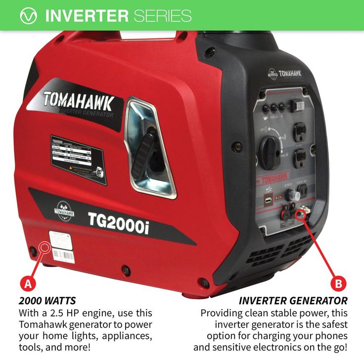 Tomahawk Power 2000-Watt Gas Powered Recoil Start Inverter Generator with 2.5 HP Engine