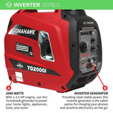 Tomahawk Power 2000-Watt Gas Powered Recoil Start Inverter Generator with 2.5 HP Engine