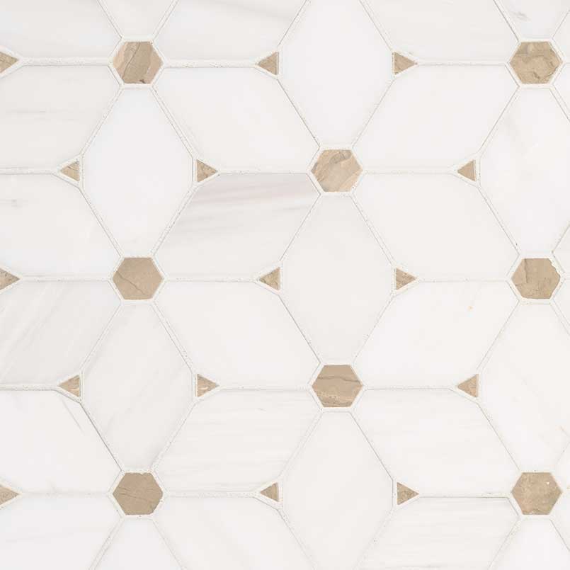 MSI Cecily 10.83 in. x 12.6 in. x 10mm Polished Marble Mesh-Mounted Mosaic Tile (9.5 sq. ft./case)