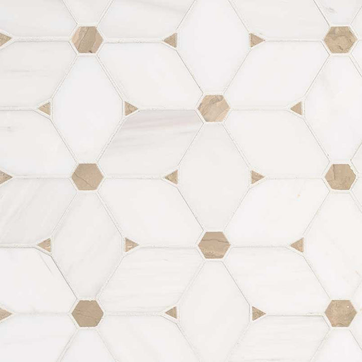 MSI Cecily 10.83 in. x 12.6 in. x 10mm Polished Marble Mesh-Mounted Mosaic Tile (9.5 sq. ft./case)