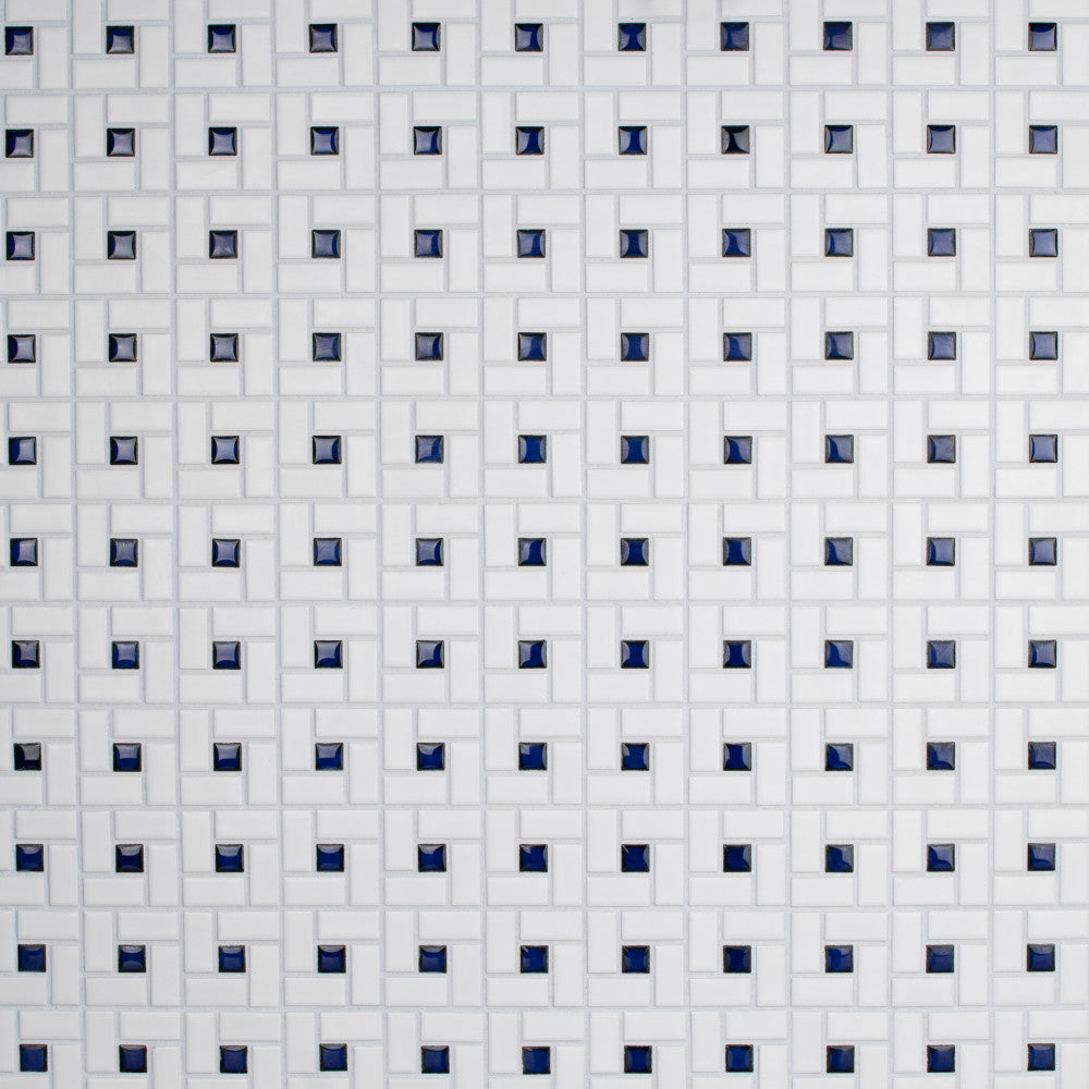 Merola Tile Spiral Blue and White 12-1/2 in. x 12-1/2 in. x 6 mm Porcelain Mosaic Tile (11.07 sq. ft. / case)