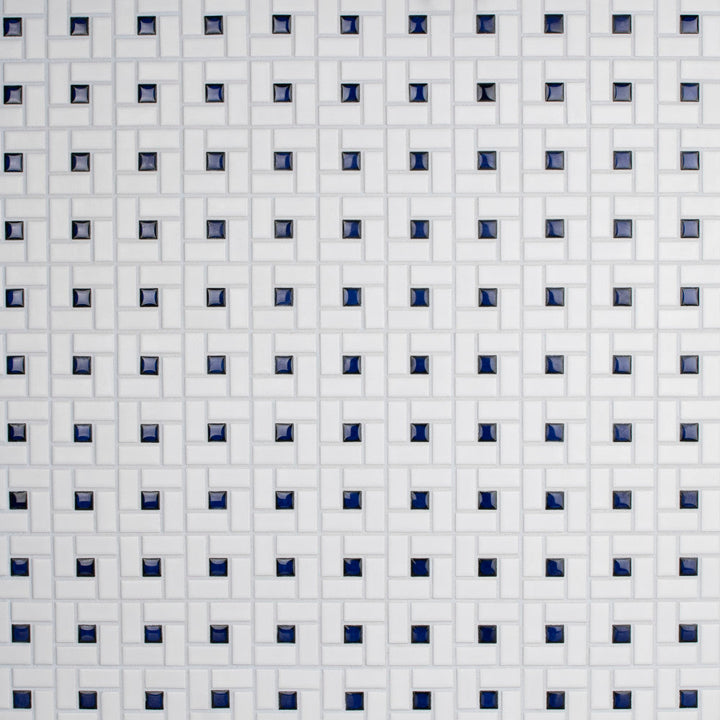Merola Tile Spiral Blue and White 12-1/2 in. x 12-1/2 in. x 6 mm Porcelain Mosaic Tile (11.07 sq. ft. / case)