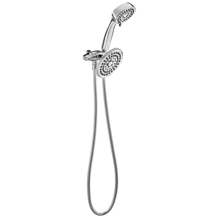 6-spray 5.5 in. Dual Shower Head and Handheld Shower Head in Chrome