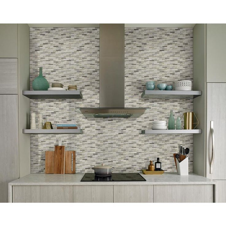 MSI Ocean Crest Brick 12 in. x 12 in. x 8 mm Glass Metal Stone Mesh-Mounted Mosaic Wall Tile (10 sq. ft. / case)