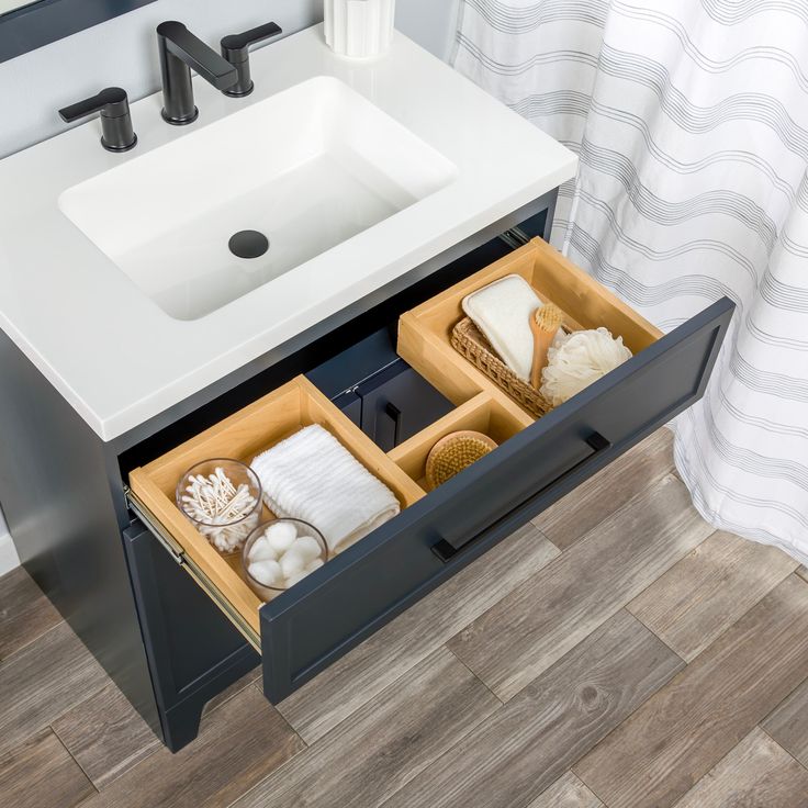 Style Selections Potter 30-in Blue Single Sink Bathroom Vanity with White Cultured Marble Top