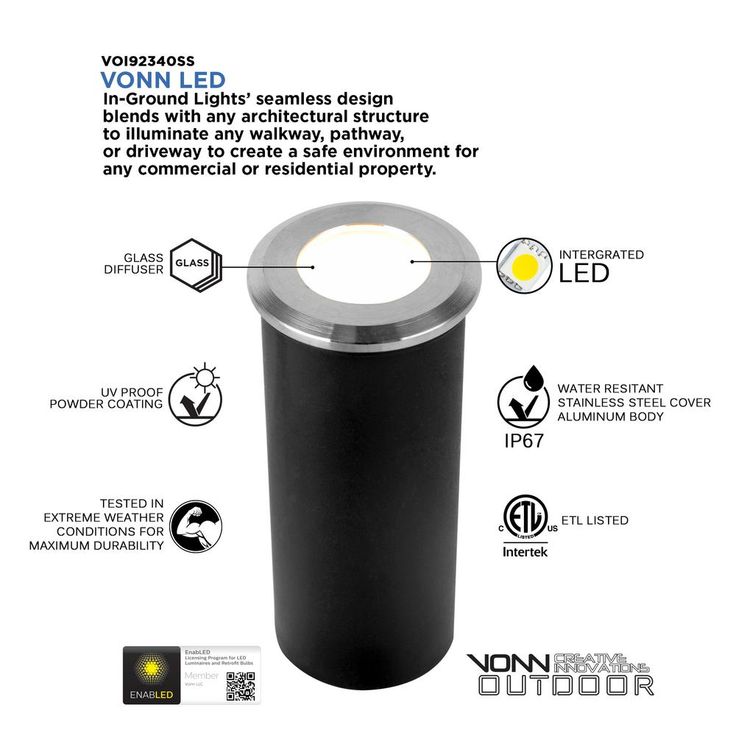 1-Watt Stainless Steel Outdoor Integrated LED 3000K In-Ground Landscape Path Light