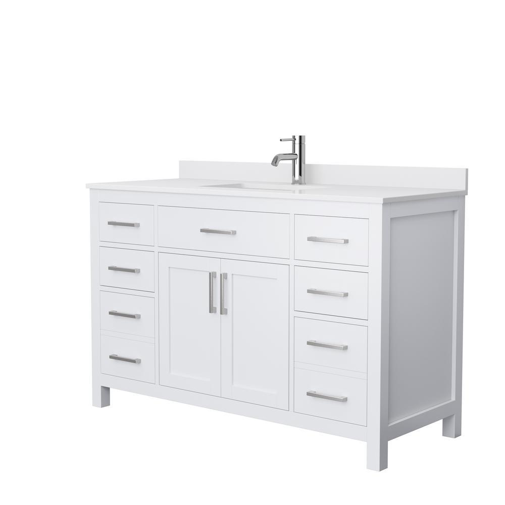 Beckett 42 in. W x 22 in. D Single Vanity in White with Cultured Marble Vanity Top in White with White Basin - Super Arbor