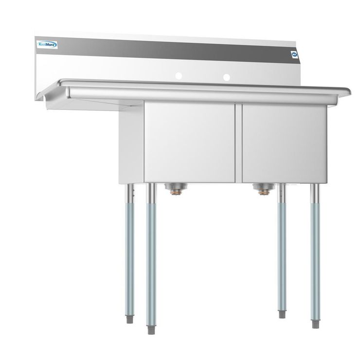 45 in. Freestanding Stainless Steel 2-Hole Triple Bowl Commercial Kitchen Sink