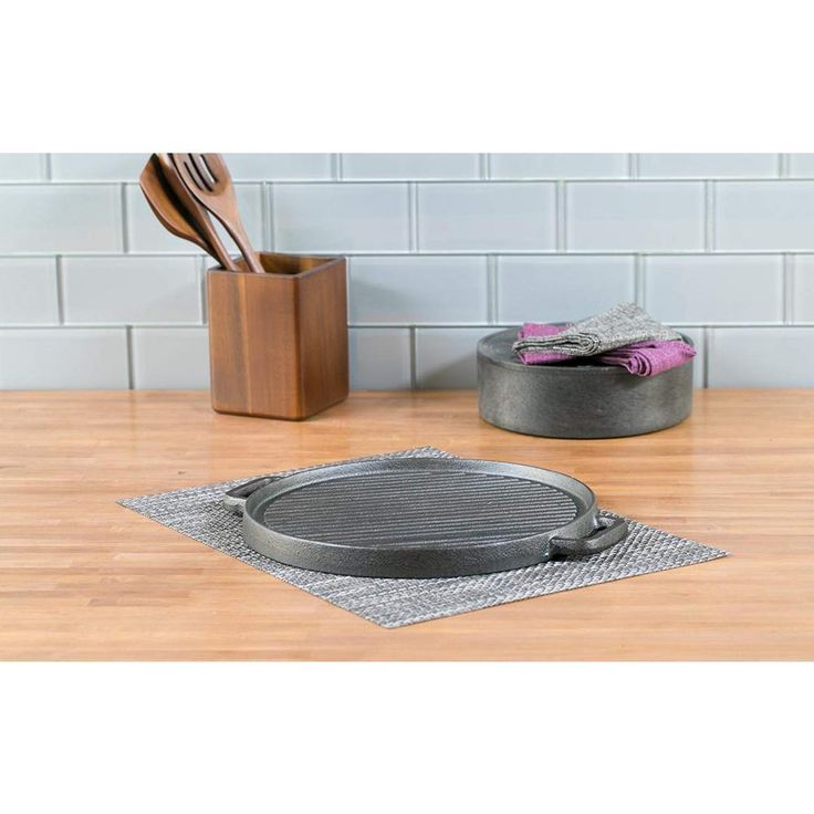 12 in. Pre-Seasoned Cast Iron Round Reversible Grill/Griddle with 2-Side Handles Non-Stick