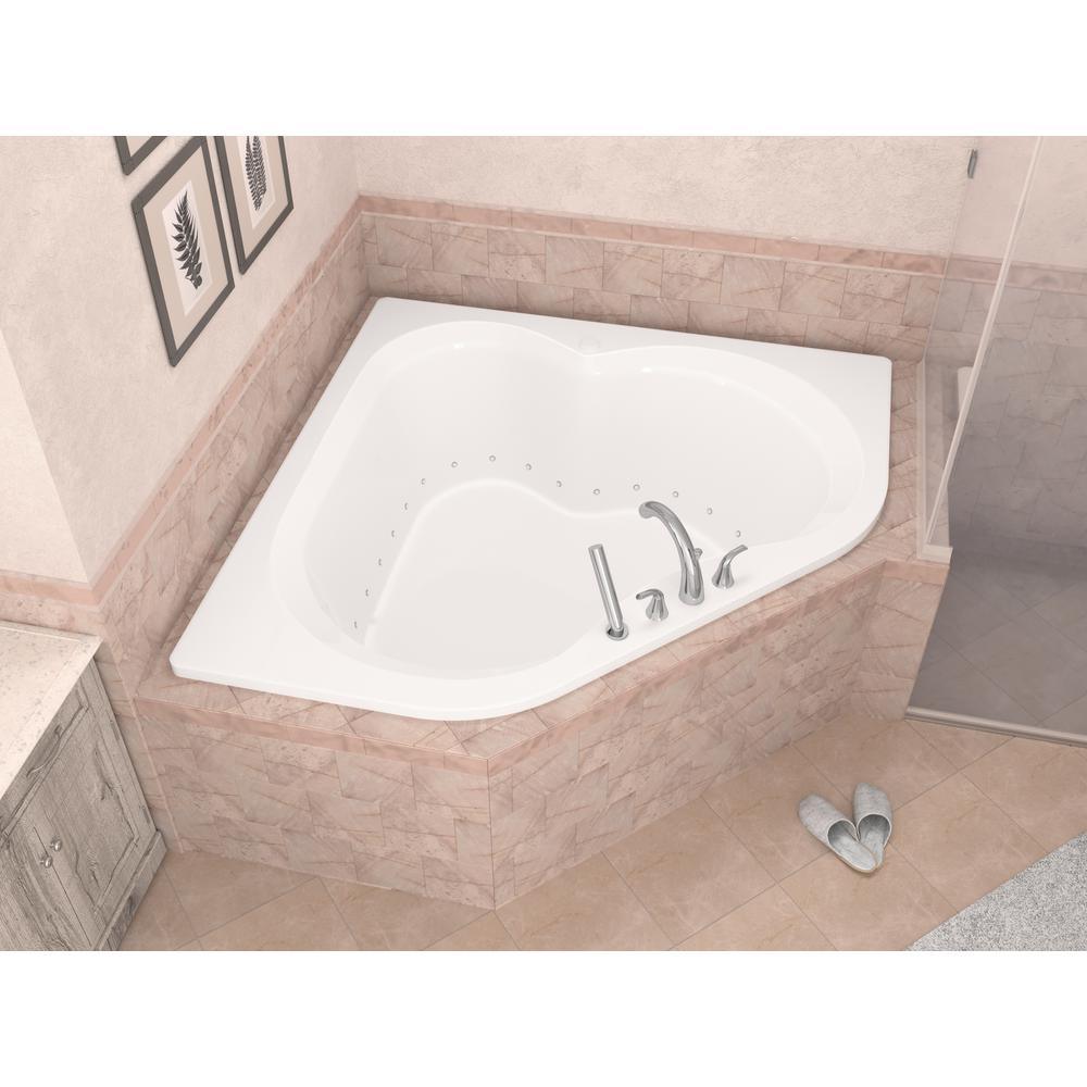 Beryl 5 ft. Acrylic Corner Drop-in Air Bathtub in White - Super Arbor