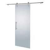 37 in. x 84 in. Glacier Full Frosted Glass Sliding Barn Door with Hardware Kit - Super Arbor