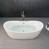 Venezia 71 in. Acrylic Freestanding Double Slipper Whirlpool and Air Bathtub with Drain and Overflow Included in White - Super Arbor