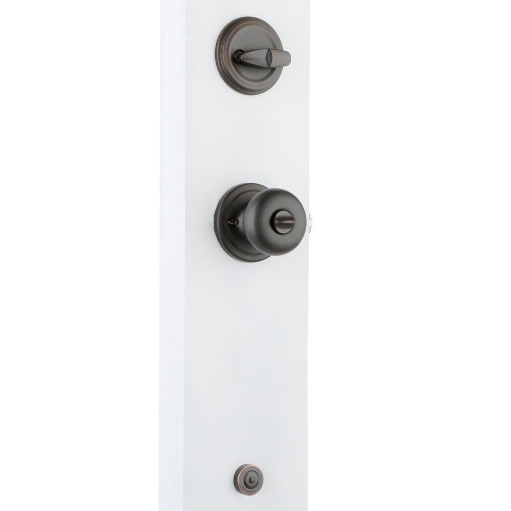 Montara Venetian Bronze Single Cylinder Door Handleset with Juno Entry Door Knob Featuring SmartKey Security