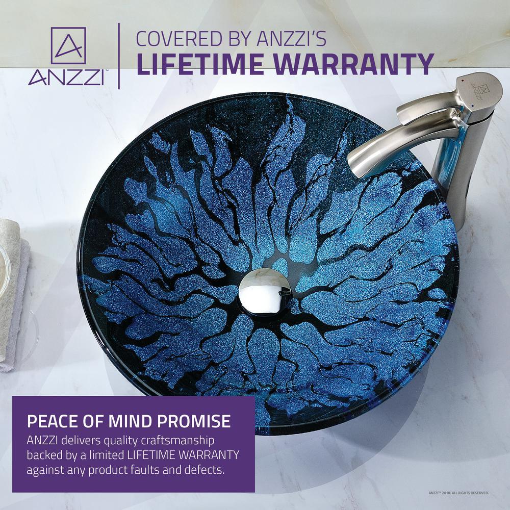 Key Series Deco-Glass Vessel Sink in Lustrous Blue and Black - Super Arbor