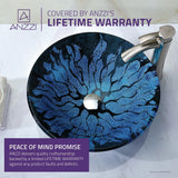 Key Series Deco-Glass Vessel Sink in Lustrous Blue and Black - Super Arbor