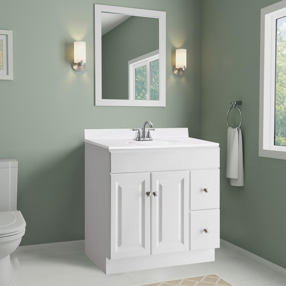 37 in. W x 19 in. D Cultured Marble Vanity Top in Solid White with Solid White Basin with 4 in. Faucet Spread - Super Arbor