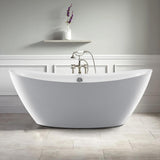 Oval 71 in. W x 36 in. D x 26 in. H Acrylic Flatbottom Freestanding Bathtub with Overflow, White (not Whirlpool) - Super Arbor