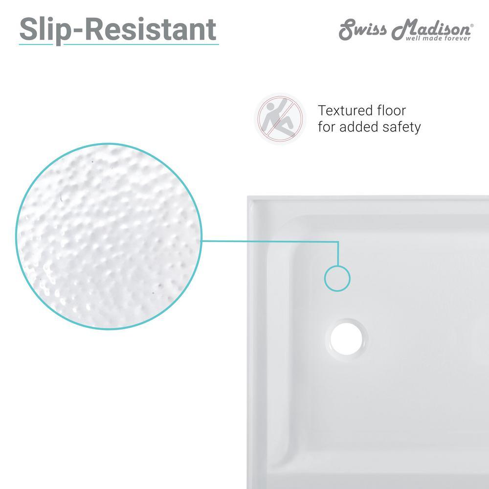 Voltaire 60 in. x 36 in. Acrylic Single-Threshold Center Drain Shower Base in White - Super Arbor
