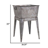 32 in. Gray Iron Multi-Functional Galvanized Metal Tub on Stand