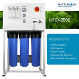 Commercial Reverse Osmosis System for Drinking Water and Hydroponics Applications, 2,000 GPD