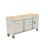 72 in. 8-Drawer and 1-Door Mobile Workbench in Stainless Steel