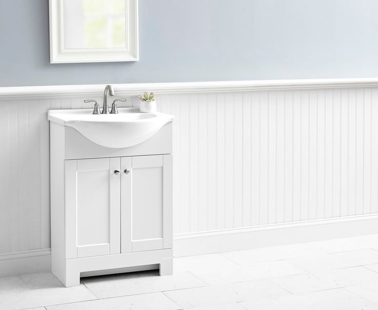 Style Selections Euro 24-in White Single Sink Bathroom Vanity with White Cultured Marble Top