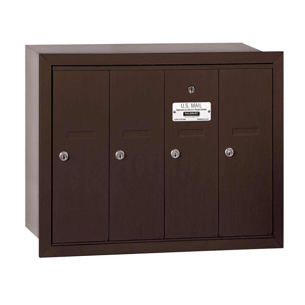 3500 Series Sandstone Recessed-Mounted Private Vertical Mailbox with 4 Doors - Super Arbor