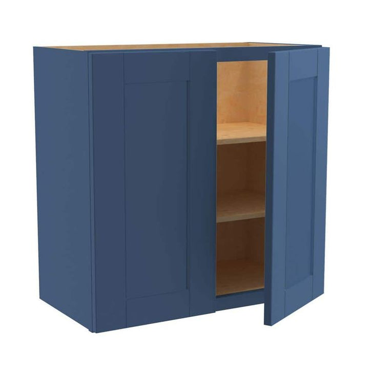 Home Decorators Collection Washington Vessel Blue Plywood Shaker Stock Assembled Wall Kitchen Cabinet 12 in. x 24 in. x 24 in. Soft Close