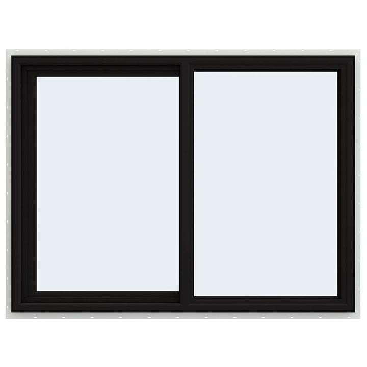 JELD-WEN FiniShield V-4500 47-1/2-in x 35-1/2-in x 3-in Jamb Left-operable Vinyl Black Sliding Window Full Screen Included