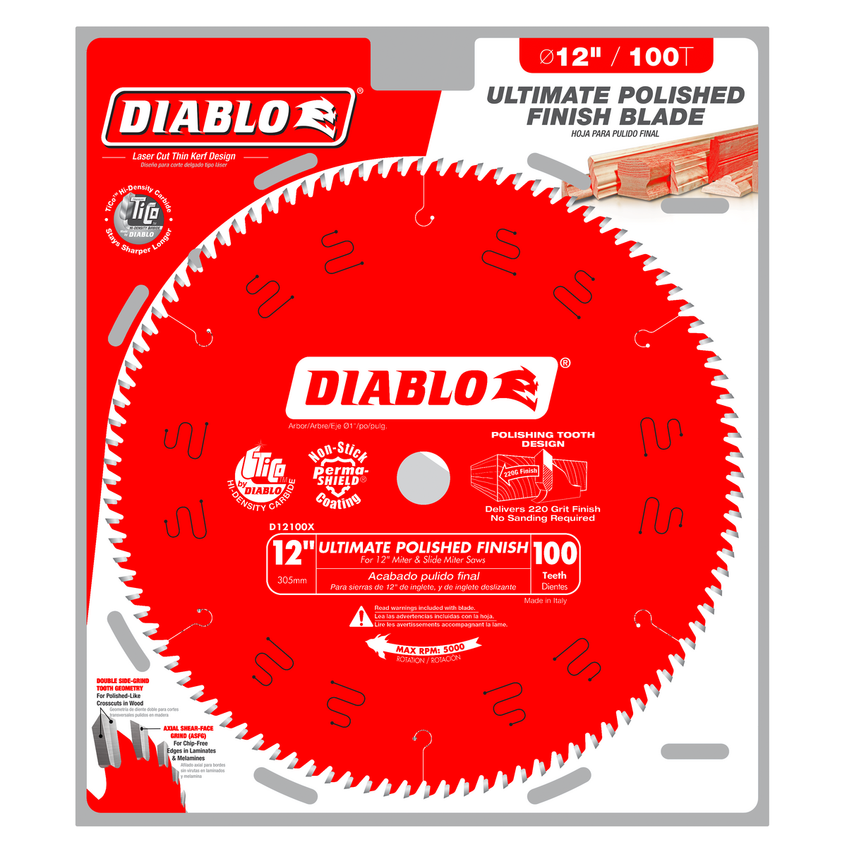 Diablo Ultimate Polished Finish Saw Blade 12" 100 Teeth