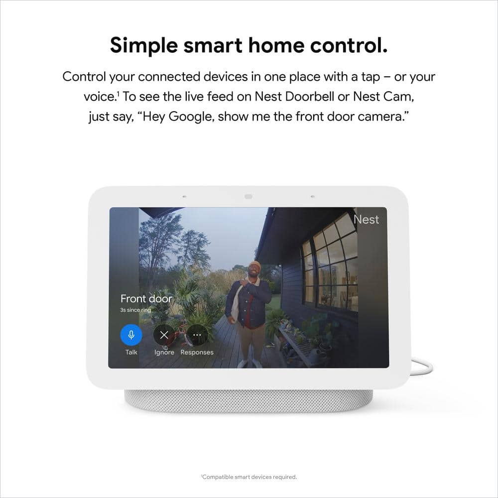 Google Nest Hub 2nd Gen Smart Home Speaker and 7" Display in Chalk with Defiant Smart HubSpace Plug with 1 Outlet (2-Pack)