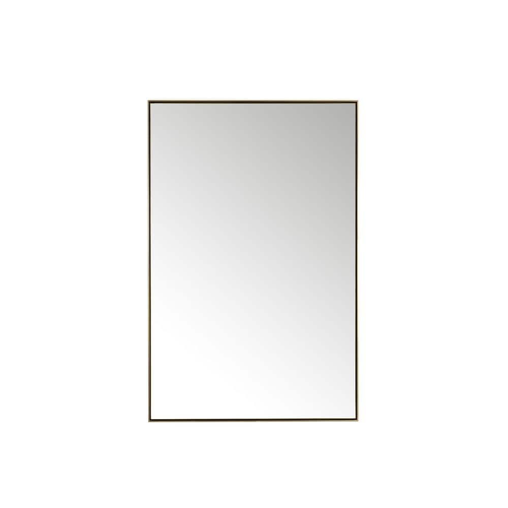 James Martin Vanities Rohe 26" x 40" Rectangular Bathroom Vanity Mirror, Champagne Brass