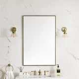 James Martin Vanities Rohe 26" x 40" Rectangular Bathroom Vanity Mirror, Champagne Brass