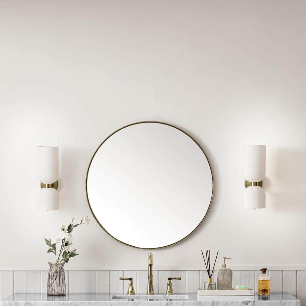 James Martin Vanities Rohe 30" Rectangular Bathroom Mirror, Champagne Brass