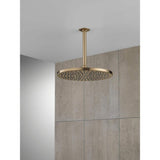 Delta 1-Spray 11.8 in. Single Wall Mount Fixed Rain Shower Head in Champagne Bronze