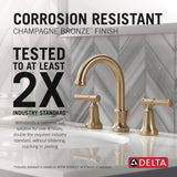 Delta Chamberlain Gold Widespread Double Handle Bathroom Faucet in Champagne Bronze