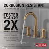 Nicoli J-Spout 8 in. Widespread Double Handle Bathroom Faucet in Champagne Bronze by Delta