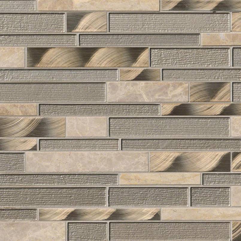 MSI Champagne Toast Interlocking 12 in. x 12 in. x 4 mm Textured Glass Metal Stone Mesh-Mounted Mosaic Tile (1 sq. ft.)