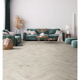 Krono Original Chantilly Oak Herringbone 8mm T x 4.96 in. W Water Resistant Laminate Wood Flooring (9.40 sq. ft./Case)
