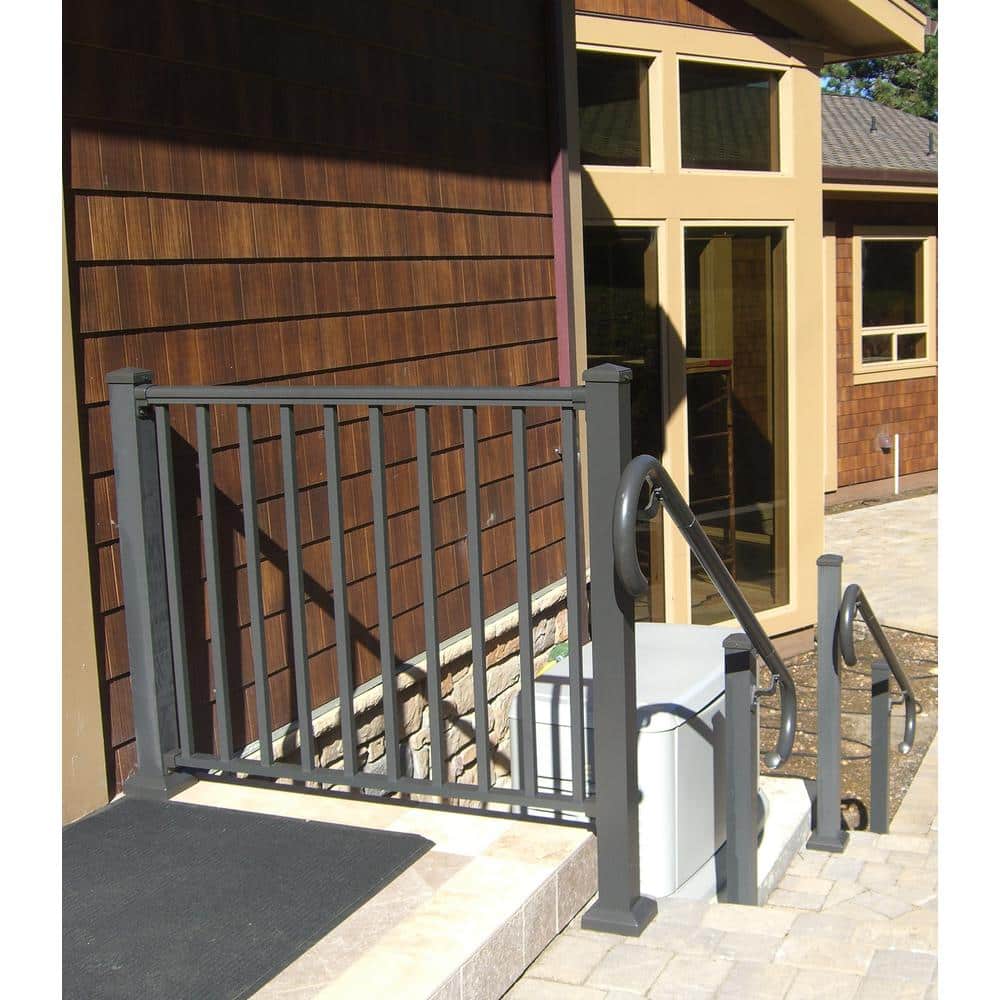 EZ Handrail 3 in. x 3 in. x 38 in. Bronze Aluminum Post with Welded Base